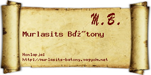 Murlasits Bátony névjegykártya